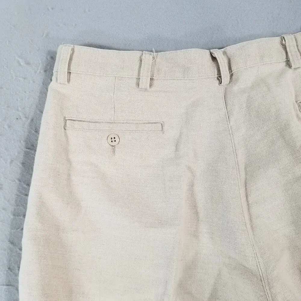 Dockers Pants Mens 40x29 Beige Linen Blend Classic Pleated Casual Dress Trousers